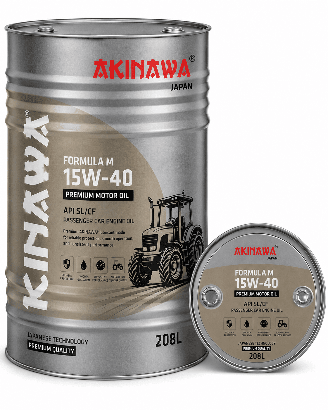 AKINAWA® STOU 15W-40 Lubricant - Premium Tractor Engine & Transmission Oil in 208L Drum