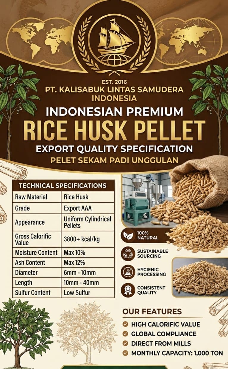 Rice Husk Pellets – 100% Biomass Fuel Pellets for Industrial Heating & Energy Applications