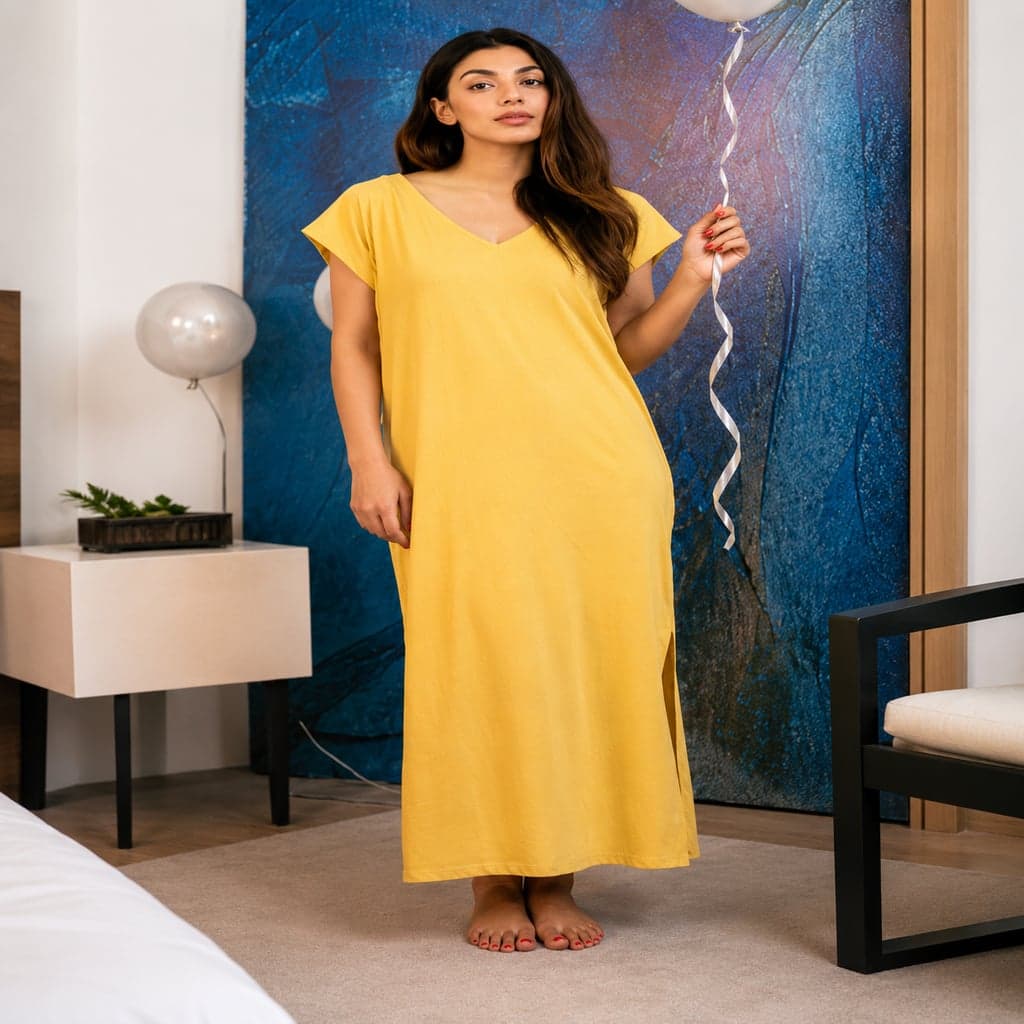 Women's Premium Honey Cape Long Nightwear Gown - Soft Breathable Nightgown, Sleepwear & Comfortable Loungewear for Women
